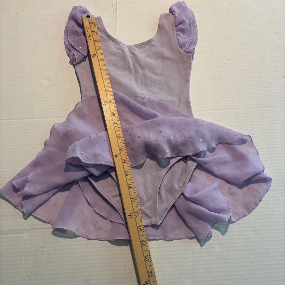 Dance Leotard Ruffle Sleeves Arshiner Ballet Dress Sparkly Purple Lilac 130/4-5 - Picture 5 of 8